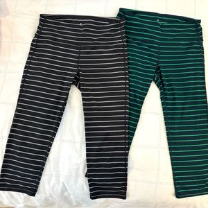 Athleta - 2 pr Chaturanga leggings M - black/grey and navy/green stripes. Lk new